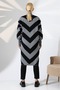 Straight Collar Silver Accessories Available in Sizes S to XL Standard Size Compatible Zigzag Pattern Knee-Length Stylish Knitwear Cardigan - 8