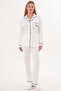 Buttoned Women's Shirt Collar Long Sleeve Pajama Set 65% Cotton 35% Viscose - 2