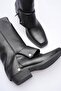Women's Leather Cowboy Boots Blunt Toe Bellows Black Texara - 2