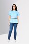 Women Crew Neck Short Sleeve Embroidered Top, Blue - 2