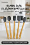 5 Li Mini Bambu Spatula Seti - siyah - 3