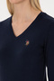 Women's Navy Blue V-Neck Basic Sweater 50307727-Vr033 - 7