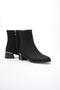 Women's Suede Boots Heeled Gold Detailed Zippered Black Elaris - 2