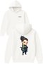 Long Hair Anime Design Printed Oversized White Hooded Sweatshirt