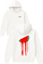 Will Quarter Watermelon Design Printed Oversized White Hooded Sweatshirt