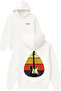 Electro Guitar Pen Tasarım Printed Oversized Beyaz Hooded Sweatshirt