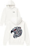 Red-Eyed Falcon Design Printed Oversized White Hooded Sweatshirt