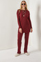 Women's Burgundy Corded Fabric Bottom Top Set Tkm-19000457 - 4