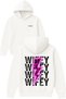 Wifey Wifey Design Printed Oversized White Hooded Sweatshirt