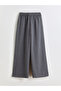 Gray Elastic Waist Striped Girls' Pants - 2