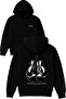 Black Boxing Gloves Design Printed Oversized Black Hooded Sweatshirt