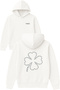 Diamond Clover Design Printed Oversized White Hooded Sweatshirt