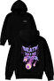 Death Has No Power Design Printed Oversized Black Hooded Sweatshirt