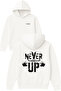 Never Give up 1 Design Printed Oversized White Hooded Sweatshirt