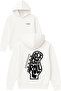Rock Adn Roll Design Printed Oversized White Hooded Sweatshirt