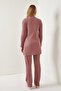 Women's Dusty Rose Corded Fabric Piece Set Tkm-19000457 - 5