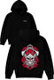Rose Rabbit Design Printed Oversized Black Hooded Sweatshirt