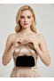 Black Color Suede Chain Detailed Chain Handle Women's Evening Dress Bag