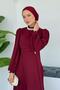 Başak Chiffon Evening Dress Burgundy