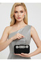 Elegant Black Suede Evening Bag |   Silver Crystal Stone Evening Clutch