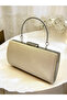 Ten Nude Satin Evening Dress Bag, Elegance with Metal Handle - 6