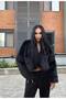 Black Soft Textured Premium Fur Coat Jacket - 7055