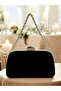 Black Color Suede Chain Detailed Chain Handle Women's Evening Dress Bag - 5