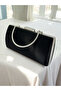 Black Satin Evening Dress Bag, Elegance with Metal Handle - 2