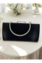 Black Satin Evening Dress Bag, Elegance with Metal Handle - 3