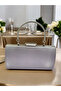 Silver Gray Satin Evening Dress Bag, Elegance with Metal Handle - 5