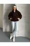 Oversize Fermuarlı Peluş Ceket - 5