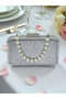 Silver Laser Striped Patterned Evening Dress Bag Night Wedding Portfolio - 5