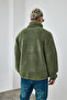 Premium Men's Mock Neck Half Zip Dark Green Plush Sweatshirt Ls-86081 - 5