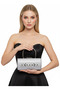 Silver Grey Crystal Stone Satin Evening Dress Bag, Elegance with Metal Handle