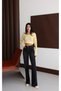 High Waist Black Wash Detailed Wide Leg Jean