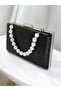 Black Patterned Patent Leather Evening Dress Bag - 8