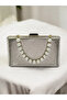 Gold Imported Snake Laser Glitter Patterned Pearl Detailed Evening Dress Bag - 7