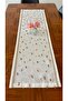 Linen Look Embroidery Detailed Tasseled Gardenia Fabric Runner |   Machine Washable Runner |   45*140 - 5