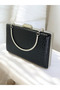 Black Patterned Patent Leather Evening Dress Bag - 8