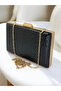 Black Patterned Patent Leather Evening Dress Bag - 5