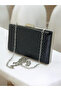 Black Patterned Patent Leather Evening Dress Bag - 6