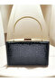 Black Patterned Patent Leather Evening Dress Bag - 3