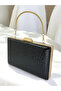 Black Patterned Patent Leather Evening Dress Bag - 2