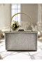 Gold Imported Glitter Patterned Metal Handle Women's Evening Dress Bag - 3