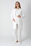 Women's Ecru Jacquard Shawl Collar Lace Winter Special Design Maternity Pajama Set