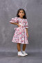 Girl's Pink Rose Patterned Satin Flared Dress - 4