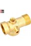 5-way Brass Connector for Water Pump - Connects Pressure Switch & Gauge - 3