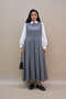 Anthracite Pleated Polyviscose Jile Dress and Girl's Dress Mother-Daughter Combination (Sold as Single) - 3