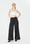 Women's Trousers Elastic Waist Lace-Up Wide Leg Pants Stretch Fabric Wide Leg Casual Black Color - 3