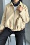 Woven Suede Bomber Jacket - Cream - 2